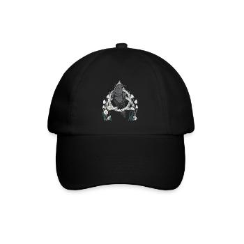 Forest Animals Bird Raven Flowers Nature Crow Dark - Baseball Cap - black/black - Front