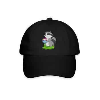 Waschbär Ostern Ostereier - Baseballkappe - Schwarz/Schwarz - Vorne