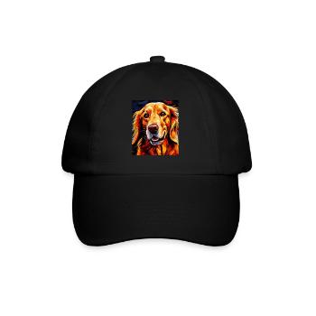Portrait de chien Golden Retriever - Casquette classique - noir/noir - Devant