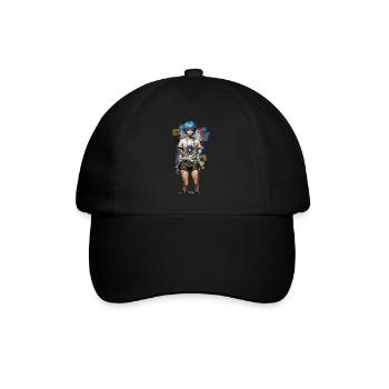Design de style de rue anime avec des cheveux bleus - Casquette classique - noir/noir - Devant