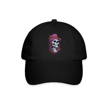 Skull Psychedelic Art Goa Trance Mushrooms - Baseball Cap - black/black - Front