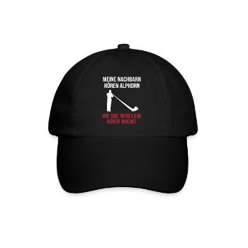 Geschenk für Nachbarn - Alphornklänge - Baseballkappe - Schwarz/Schwarz - Vorne