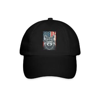 Wolf 4th of July American Flag Howling Wolves - Baseball Cap - black/black - Front