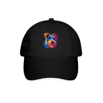 Wasserfarben Farbenfroher Drahthaar-Foxterrier - Baseballkappe - Schwarz/Schwarz - Vorne