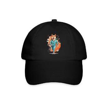 Shiba Dog Streetwear Jogging Aesthetic Style - Baseball Cap - black/black - Front