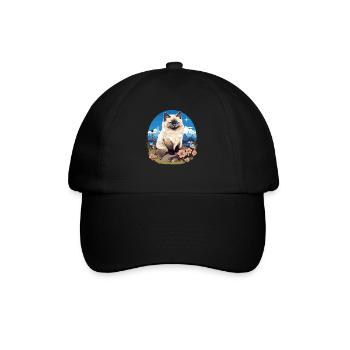 Birman Cat Birma Katze - Baseballkappe - Schwarz/Schwarz - Vorne