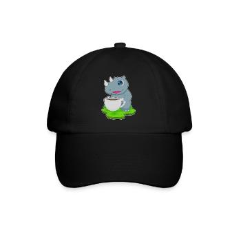 Nashorn Tasse Kaffee - Baseballkappe - Schwarz/Schwarz - Vorne