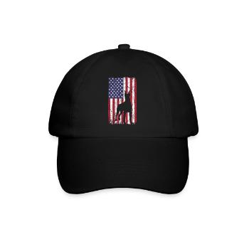 Doberman Pinscher chien avec drapeau des États-Unis - Casquette classique - noir/noir - Devant