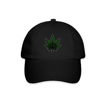 Hanf, Cannabis, Gras, Babak, Bobaz, Cannabisblatt - Baseballkappe - Schwarz/Schwarz - Vorne