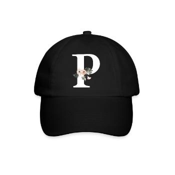 Lettre p floral tropical - Casquette classique - noir/noir - Devant