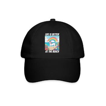 La vie est plus belle à la plage Licorne - Casquette classique - noir/noir - Devant
