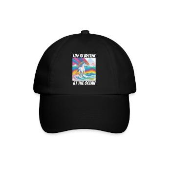 La vie est meilleure à la licorne de l’océan - Casquette classique - noir/noir - Devant