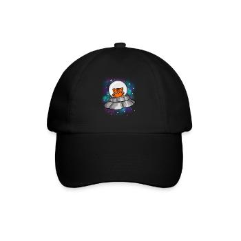 Alien UFO Katze T-Shirt Niedliche Katze Außerirdische - Baseballkappe - Schwarz/Schwarz - Vorne