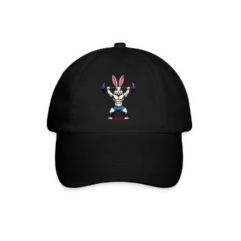 Easter Bunny Body Building Animal Funny Workout - Baseball Cap - black/black - Front