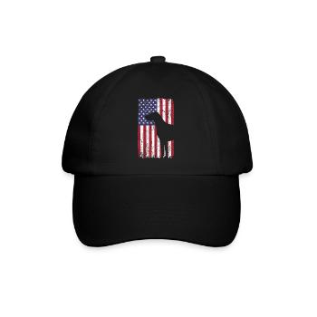 Deutsch Kurzhaar Hund mit USA Flagge - Baseballkappe - Schwarz/Schwarz - Vorne