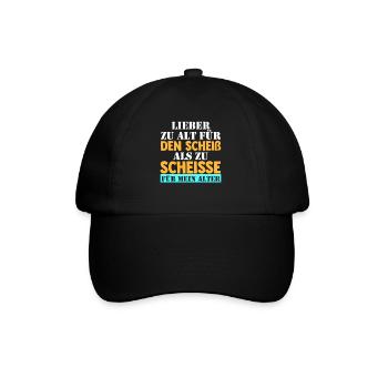 Zu Alt Für Den Scheiß - Baseballkappe - Schwarz/Schwarz - Vorne