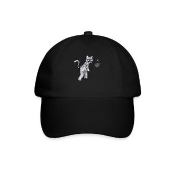 Lustige Badminton-katze - Baseballkappe - Schwarz/Schwarz - Vorne