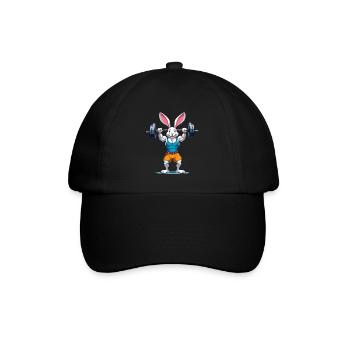 Easter Bunny Bodybuilding Animal Funny Workout - Baseball Cap - black/black - Front