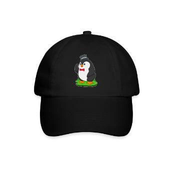 Pinguin Bräutigam Zylinder Hochzeit - Baseballkappe - Schwarz/Schwarz - Vorne