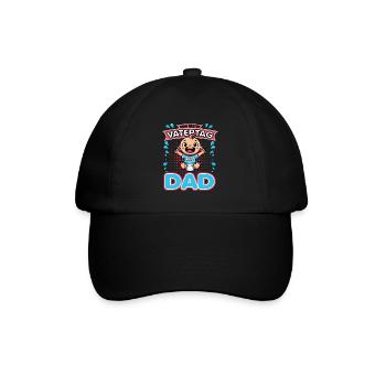 Mein Erster Vatertag als Papa 2024 - Dad - Baseballkappe - Schwarz/Schwarz - Vorne