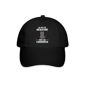 Humour chat chartreux - Casquette classique - noir/noir - Devant