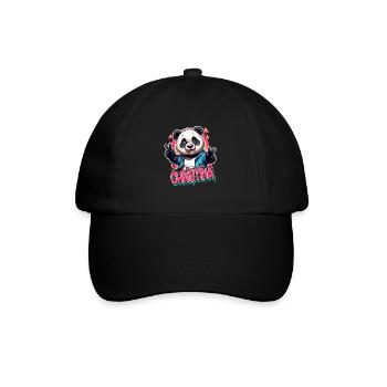 CHRISTINA - Beau nom de fille avec panda cool - Casquette classique - noir/noir - Devant