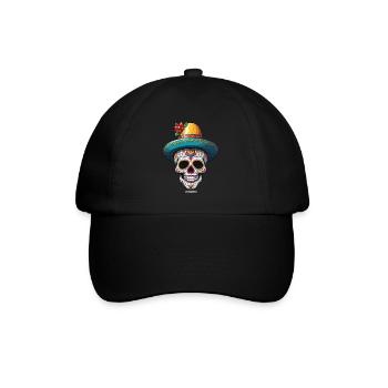 Iconic Sugar Skull Mexico Skull Streetwear - Baseball Cap - black/black - Front