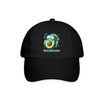 Schlavocado Schlafshirt Nachthemd Pyjama Schlaf - Baseballkappe - Schwarz/Schwarz - Vorne