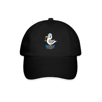 Möwe Anker maritim Matrose Seemann Kinder - Baseballkappe - Schwarz/Schwarz - Vorne