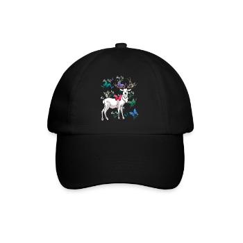 deer spring butterflies flowers nature - Baseball Cap - black/black - Front