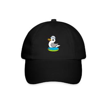 Möwe Schwimmring maritim Matrose Seemann - Baseballkappe - Schwarz/Schwarz - Vorne