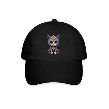 Sugar Skull Mexico Cat Dia De Muertos - Baseball Cap - black/black - Front