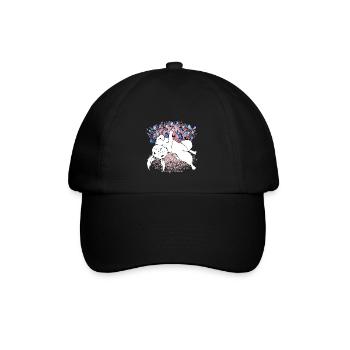 Bunny Nature Spring Butterflies Insects - Baseball Cap - black/black - Front