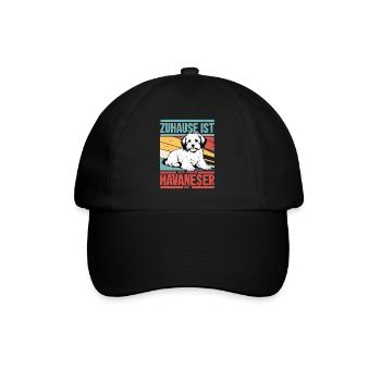 Zuhause ist wo mein Havaneser ist Hunde Mama Hund - Baseballkappe - Schwarz/Schwarz - Vorne