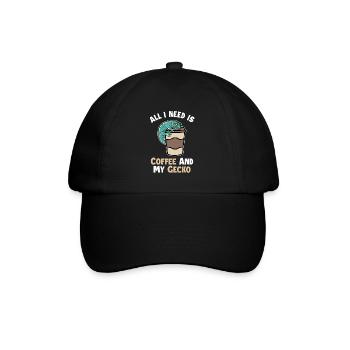 Kaffee und meine Gecko-Eidechse Gekkota Schopf - Baseballkappe - Schwarz/Schwarz - Vorne