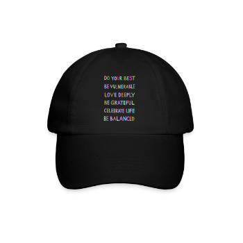 Motivierender Spruch Leben Motivation Glück Freude - Baseballkappe - Schwarz/Schwarz - Vorne