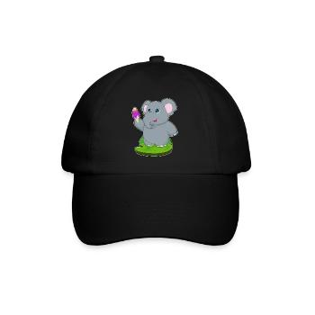 Elefant Waffeleis - Baseballkappe - Schwarz/Schwarz - Vorne