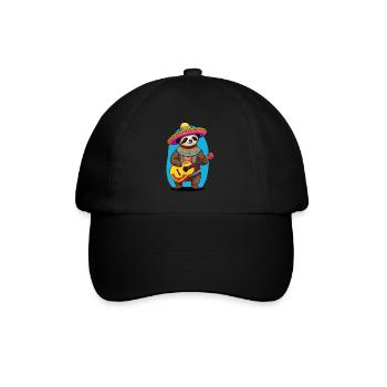 Faultier Mexikanischer Mariachi Gitarrenmusik - Baseballkappe - Schwarz/Schwarz - Vorne