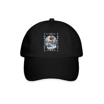 phare, signal, maritime, baleine, vagues, mer, poisson - Casquette classique - noir/noir - Devant