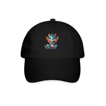 Drache Yoga Kawaii Drache Niedlich - Baseballkappe - Schwarz/Schwarz - Vorne