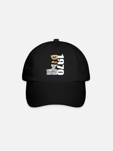 Limited Edition 1970 Bär Bären Geburtstag 1970 - Baseballkappe - Schwarz/Schwarz