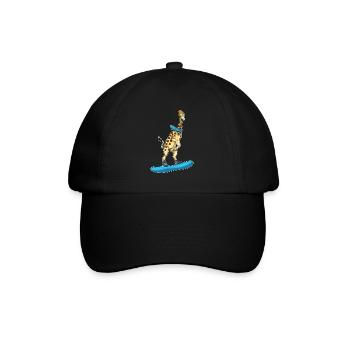 Giraffe Snowboarder Snowboard - Baseball Cap - black/black - Front