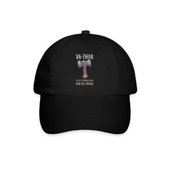 Vathor Papa Vater Geschenk zum Vatertag für Männer - Baseballkappe - Schwarz/Schwarz - Vorne