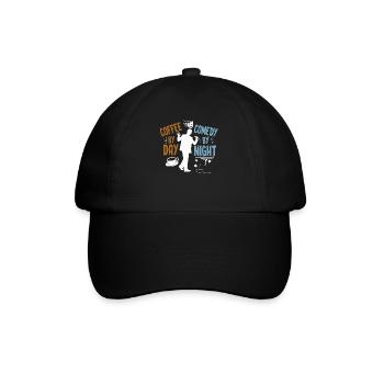 Kaffee bei Tag Comedy bei Nacht Komiker - Baseballkappe - Schwarz/Schwarz - Vorne