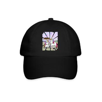 Einhörner Einhorn Fabeltier Liebe Herz Valentin - Baseballkappe - Schwarz/Schwarz - Vorne