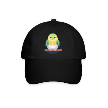 Budgie colorful on branch - Baseball Cap - black/black - Front