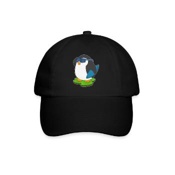 Pinguin Surfen Surfbrett Sommer - Baseballkappe - Schwarz/Schwarz - Vorne