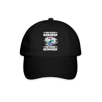 Zum Zocken Geboren Zur Schule Gezwungen - Baseballkappe - Schwarz/Schwarz - Vorne