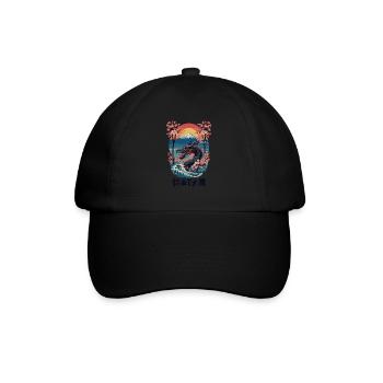 Art du dragon japonais de style Vaporwave vintage - Casquette classique - noir/noir - Devant
