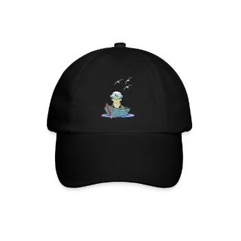 frog sailor sailor boat toad frogs - Baseball Cap - black/black - Front